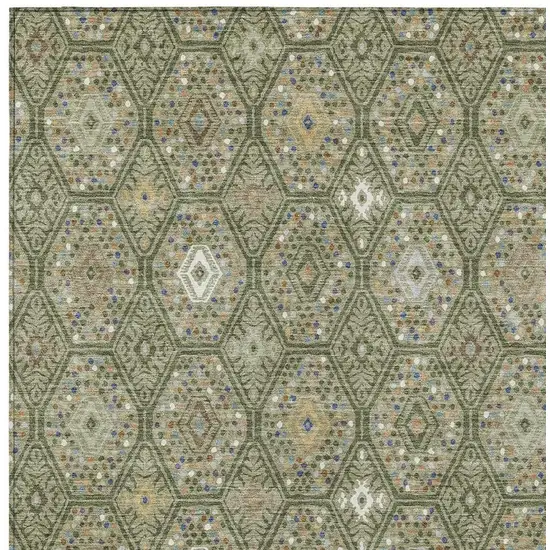 Sage And Green Geometric Washable Indoor Outdoor Area Rug Photo 2