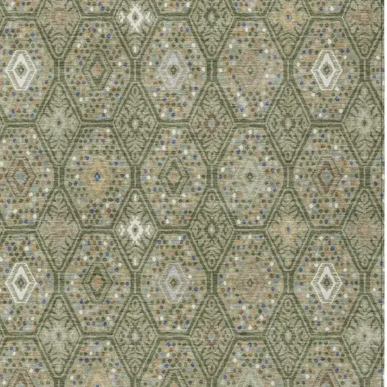 Sage And Green Geometric Washable Indoor Outdoor Area Rug Photo 2