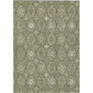 Photo of Sage And Green Geometric Washable Indoor Outdoor Area Rug