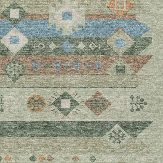 Sage And Green Geometric Washable Indoor Outdoor Area Rug Photo 3