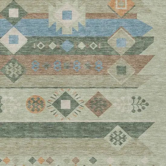 Sage And Green Geometric Washable Indoor Outdoor Area Rug Photo 3