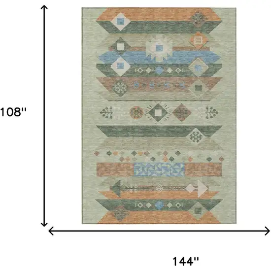 Sage And Green Geometric Washable Indoor Outdoor Area Rug Photo 7