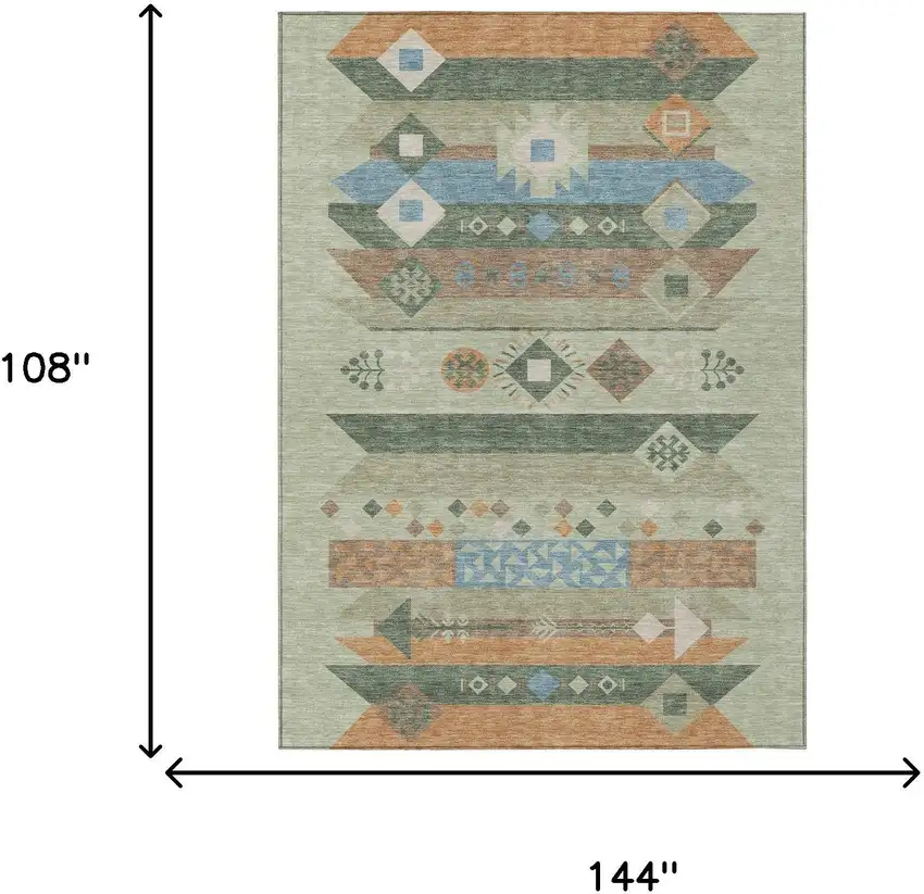 Sage And Green Geometric Washable Indoor Outdoor Area Rug Photo 7