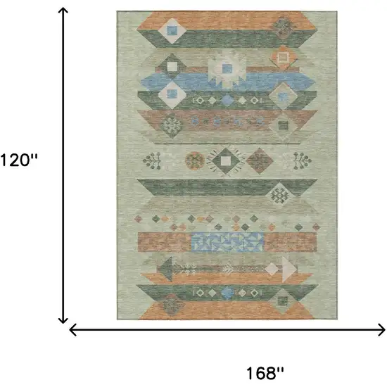 Sage And Green Geometric Washable Indoor Outdoor Area Rug Photo 7
