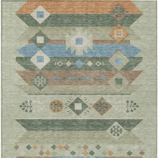 Sage And Green Geometric Washable Indoor Outdoor Area Rug Photo 4