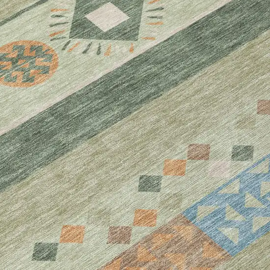Sage And Green Geometric Washable Indoor Outdoor Area Rug Photo 6
