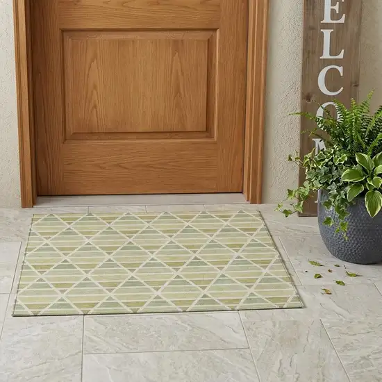 Sage And Green Geometric Washable Indoor Outdoor Area Rug Photo 1