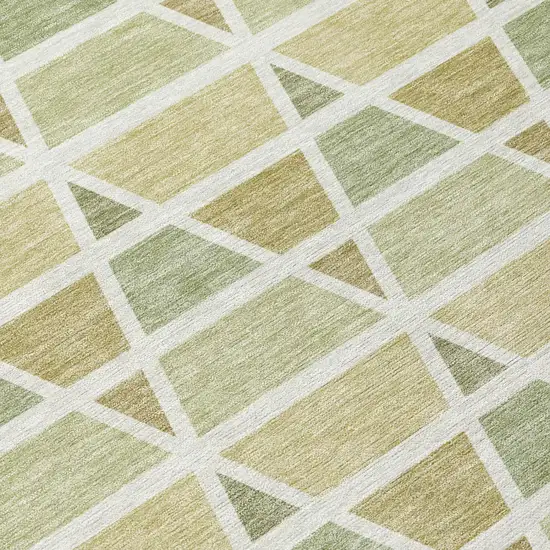 Sage And Green Geometric Washable Indoor Outdoor Area Rug Photo 6