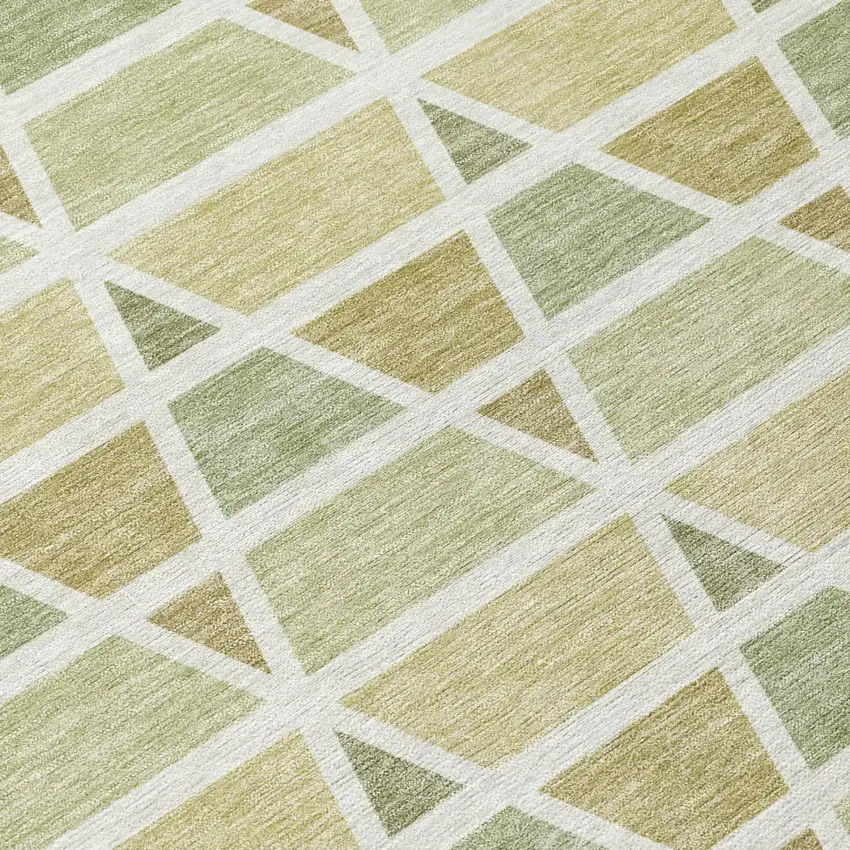 Sage And Green Geometric Washable Indoor Outdoor Area Rug Photo 6