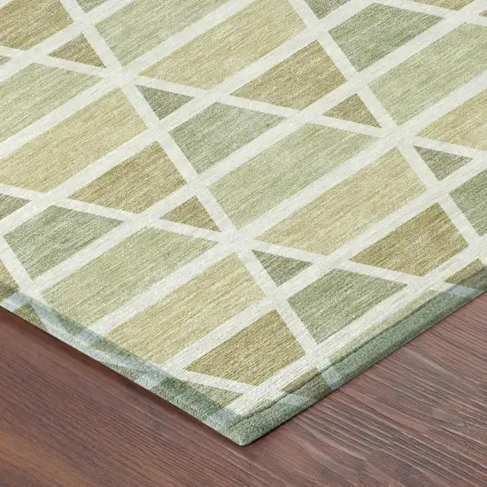Sage And Green Geometric Washable Indoor Outdoor Area Rug Photo 5