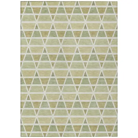 Sage And Green Geometric Washable Indoor Outdoor Area Rug Photo 2