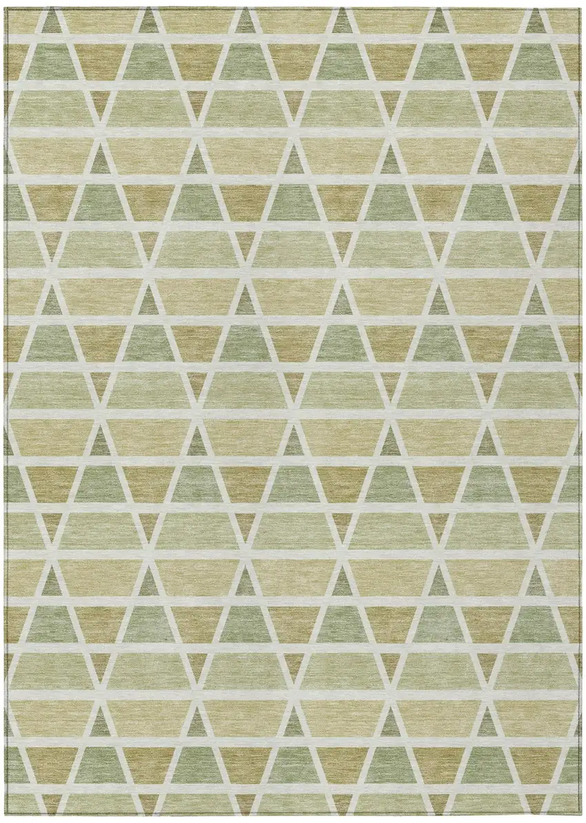 Sage And Green Geometric Washable Indoor Outdoor Area Rug Photo 2