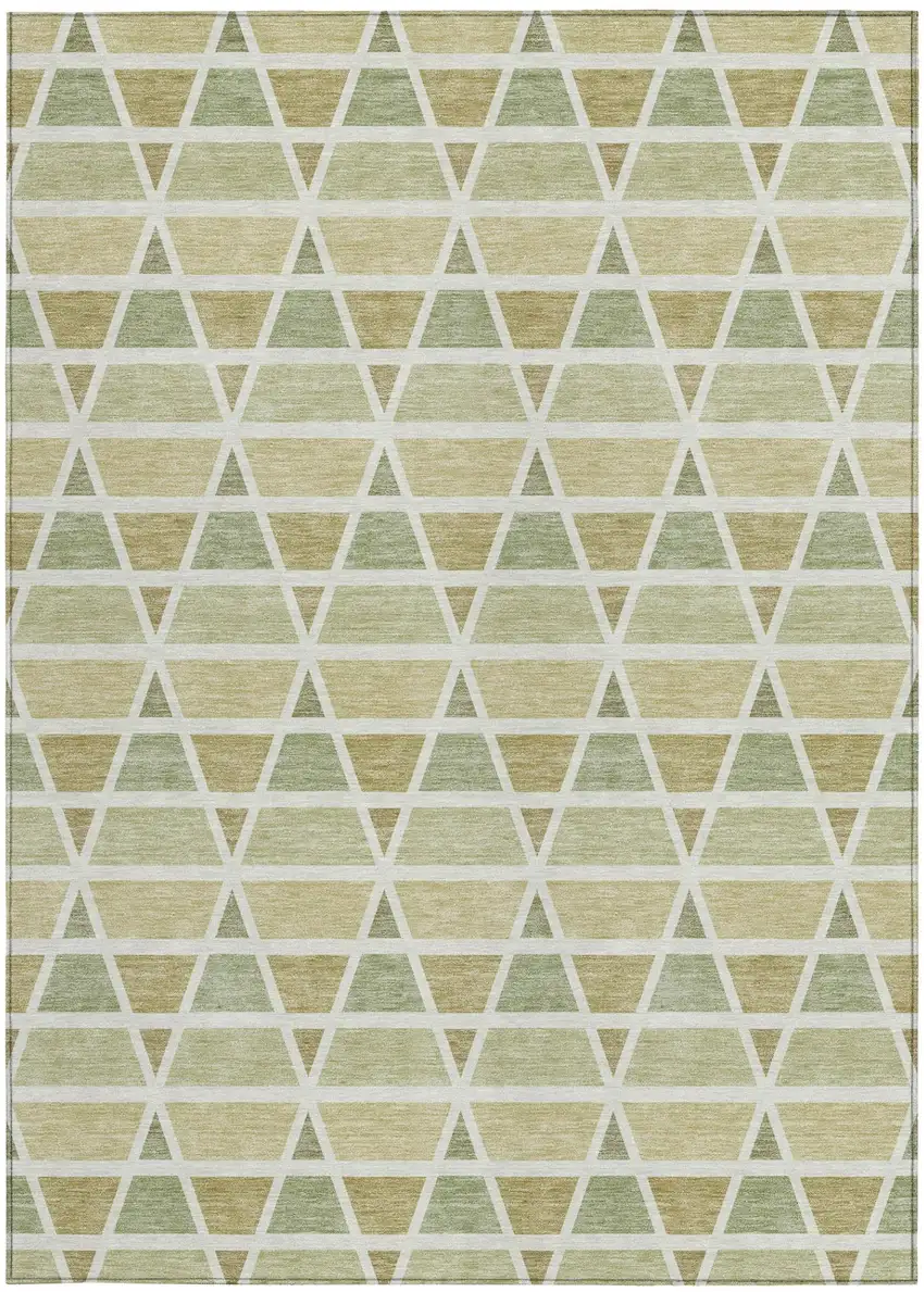 Sage And Green Geometric Washable Indoor Outdoor Area Rug Photo 4