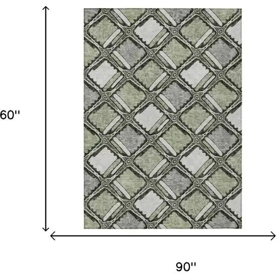 Sage And Green Geometric Washable Indoor Outdoor Area Rug Photo 5