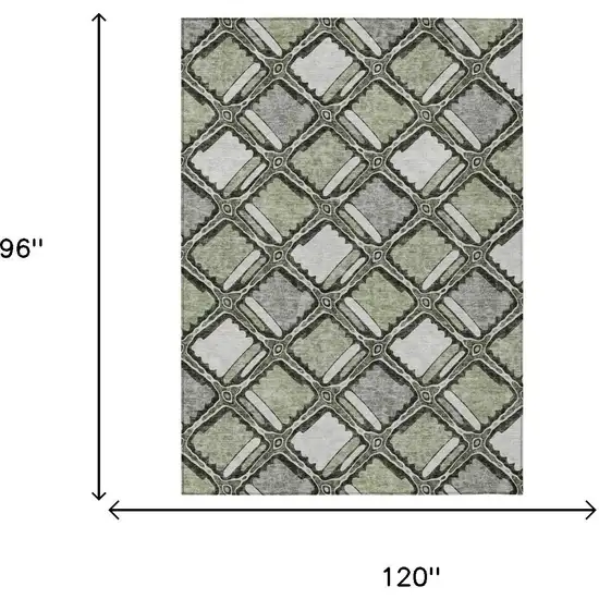 Sage And Green Geometric Washable Indoor Outdoor Area Rug Photo 5