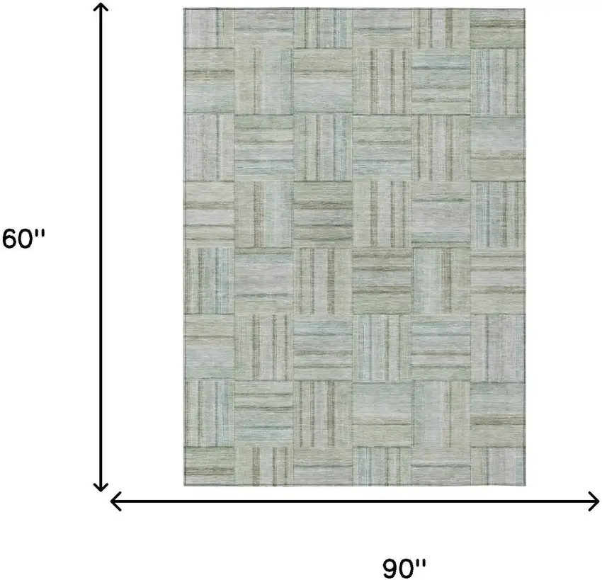 Sage And Green Geometric Washable Indoor Outdoor Area Rug Photo 5