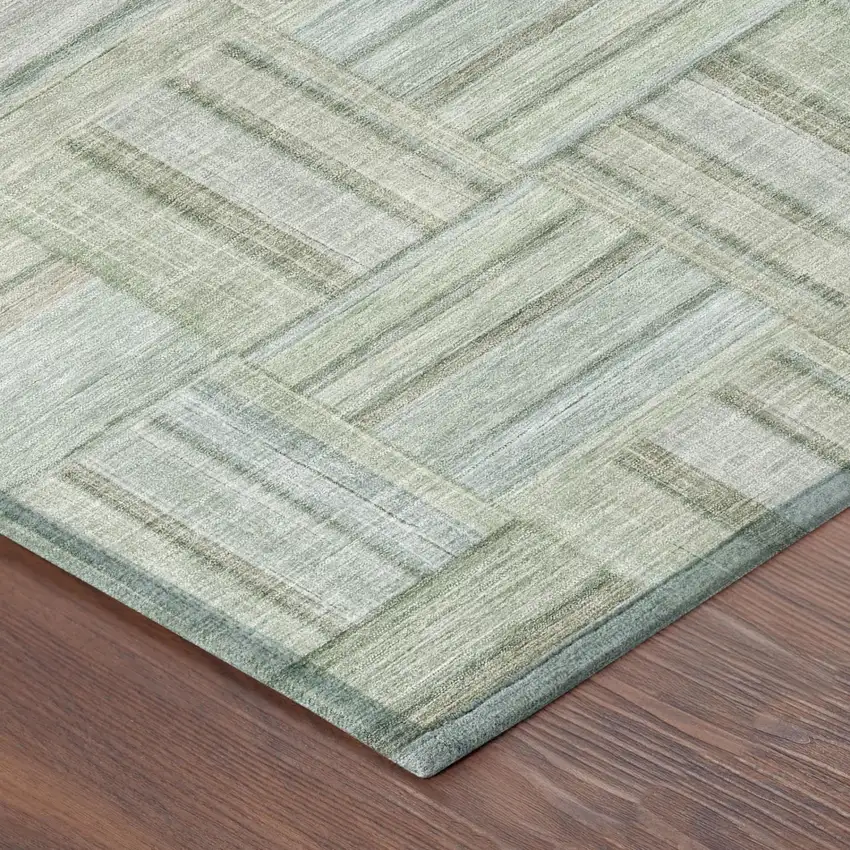 Sage And Green Geometric Washable Indoor Outdoor Area Rug Photo 3