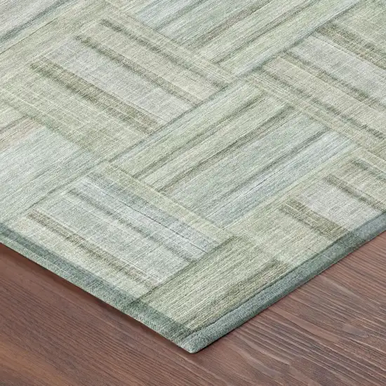 Sage And Green Geometric Washable Indoor Outdoor Area Rug Photo 3
