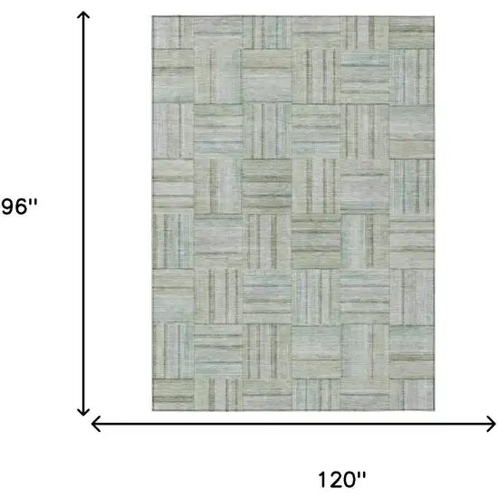 Sage And Green Geometric Washable Indoor Outdoor Area Rug Photo 5
