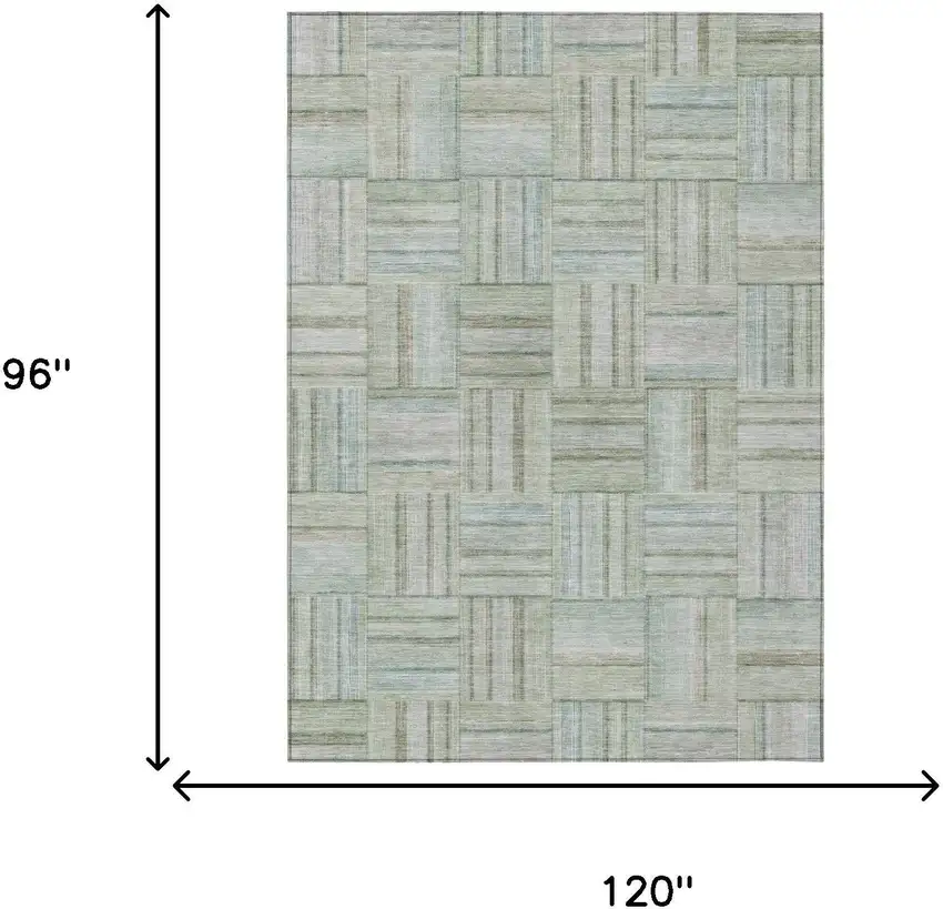 Sage And Green Geometric Washable Indoor Outdoor Area Rug Photo 5