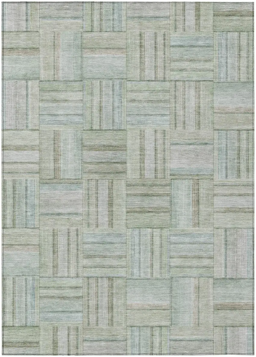 Sage And Green Geometric Washable Indoor Outdoor Area Rug Photo 2