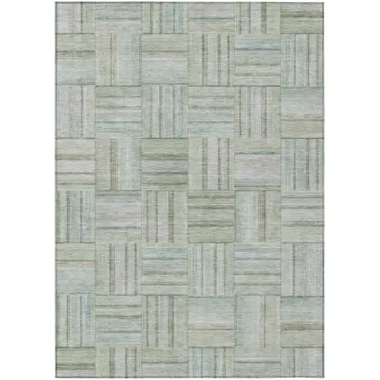Sage And Green Geometric Washable Indoor Outdoor Area Rug Photo 2