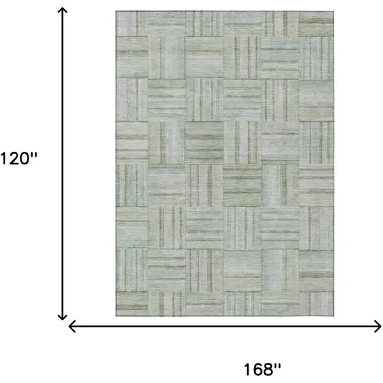 Sage And Green Geometric Washable Indoor Outdoor Area Rug Photo 5