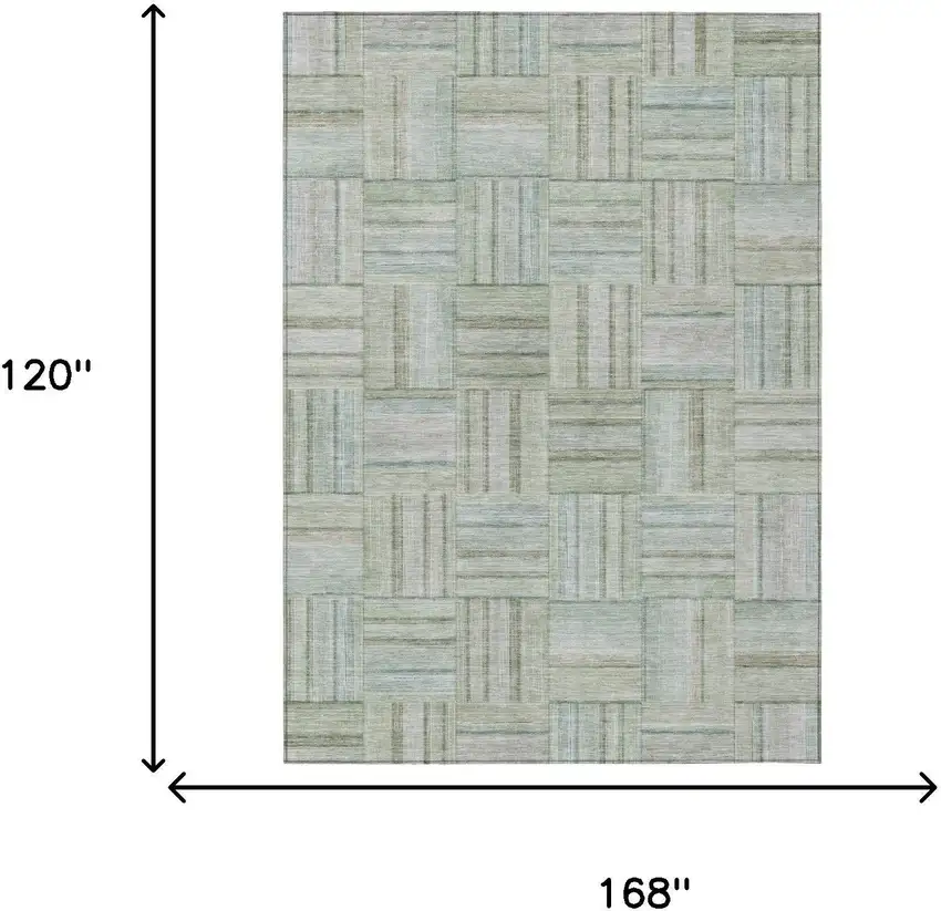 Sage And Green Geometric Washable Indoor Outdoor Area Rug Photo 5