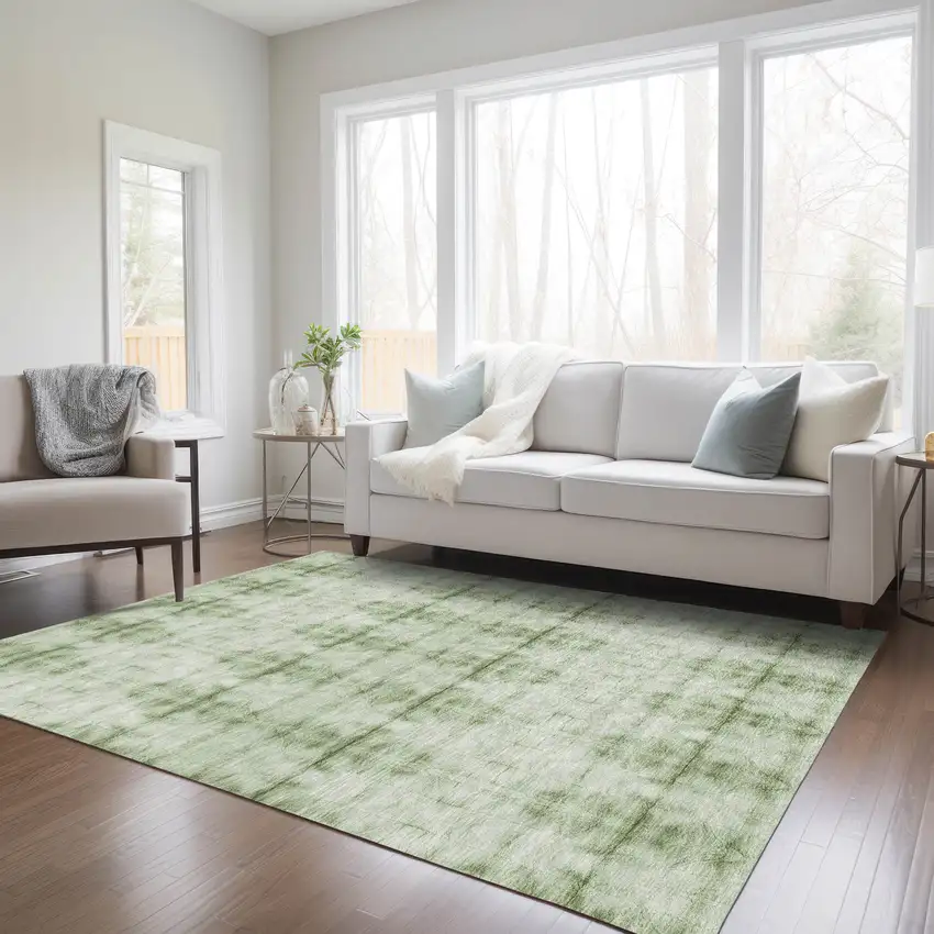Sage And Green Geometric Washable Indoor Outdoor Area Rug Photo 9