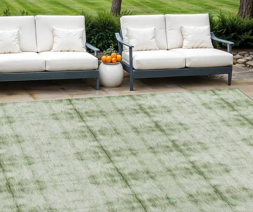 Sage And Green Geometric Washable Indoor Outdoor Area Rug Photo 1