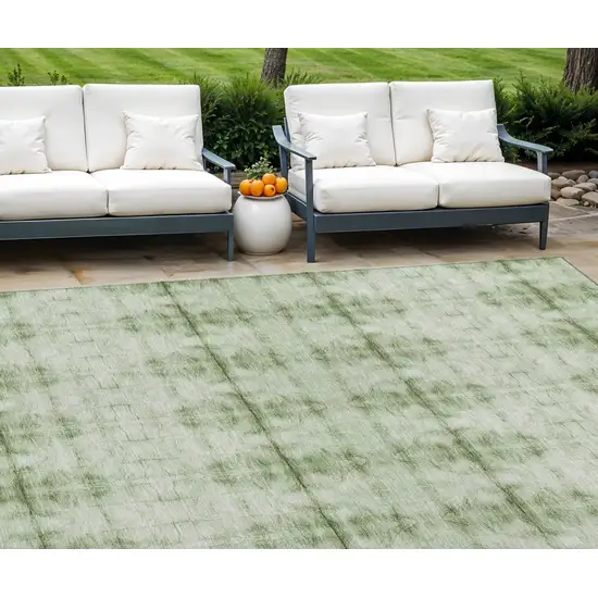 Sage And Green Geometric Washable Indoor Outdoor Area Rug Photo 1