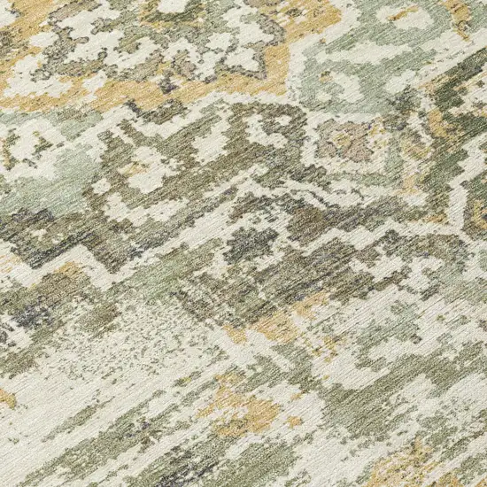 Sage And Green Medallion Washable Indoor Outdoor Area Rug Photo 4