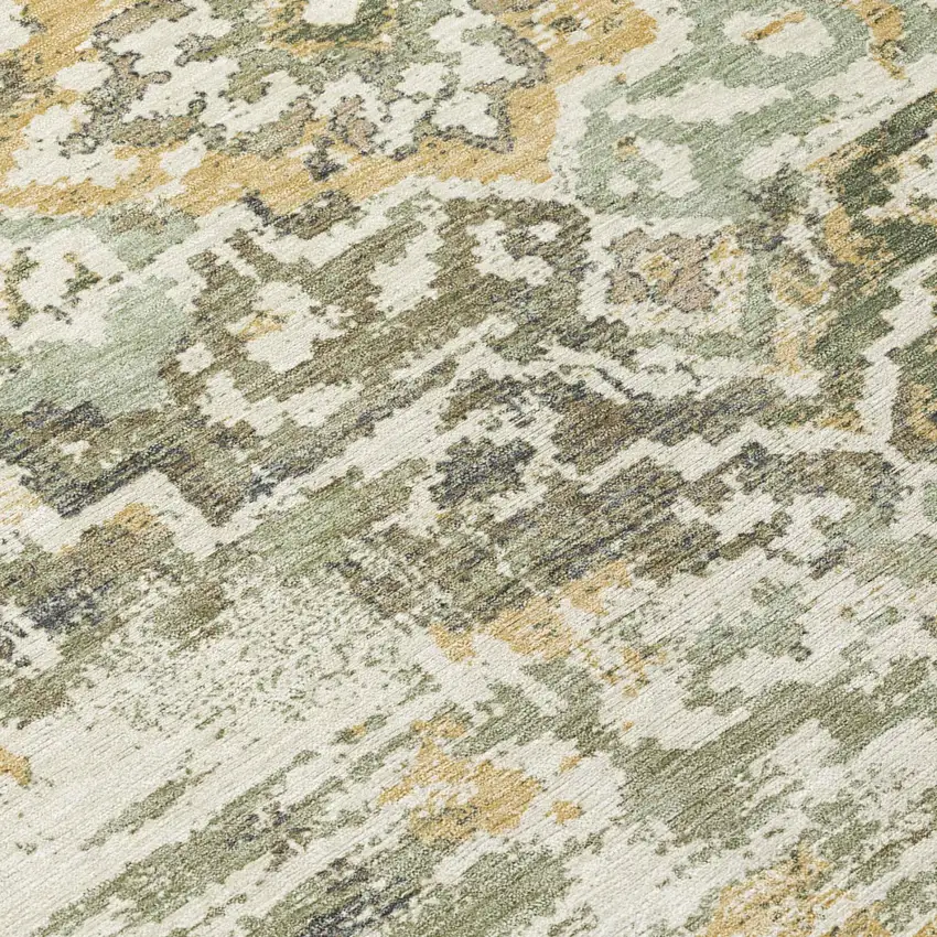 Sage And Green Medallion Washable Indoor Outdoor Area Rug Photo 4