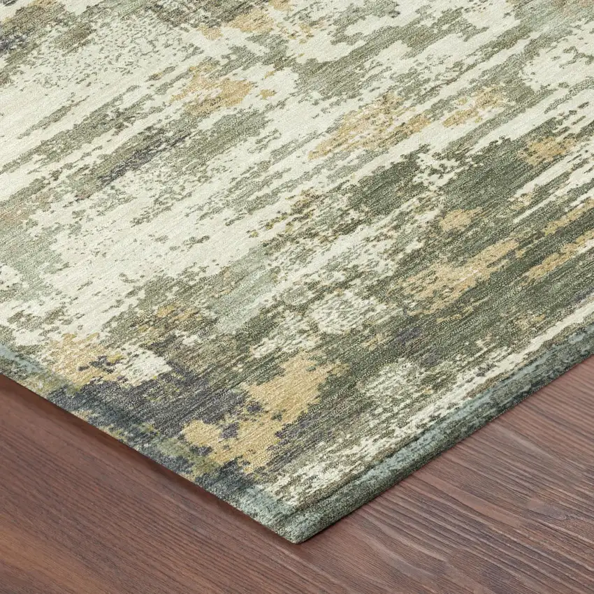 Sage And Green Medallion Washable Indoor Outdoor Area Rug Photo 3