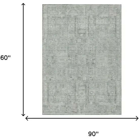 Sage And Green Oriental Washable Indoor Outdoor Area Rug Photo 5
