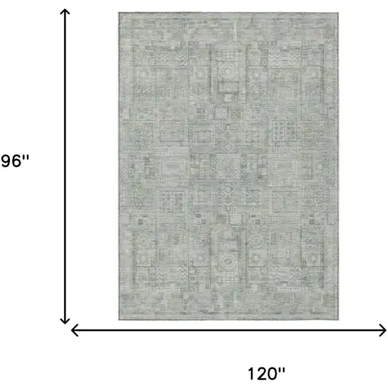 Sage And Green Oriental Washable Indoor Outdoor Area Rug Photo 5