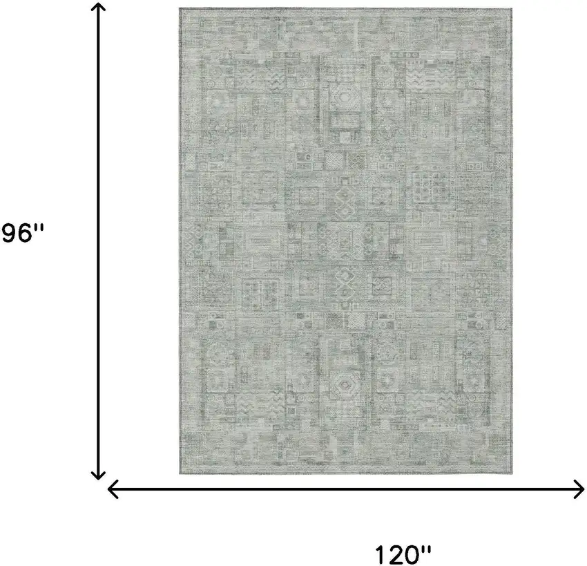 Sage And Green Oriental Washable Indoor Outdoor Area Rug Photo 5