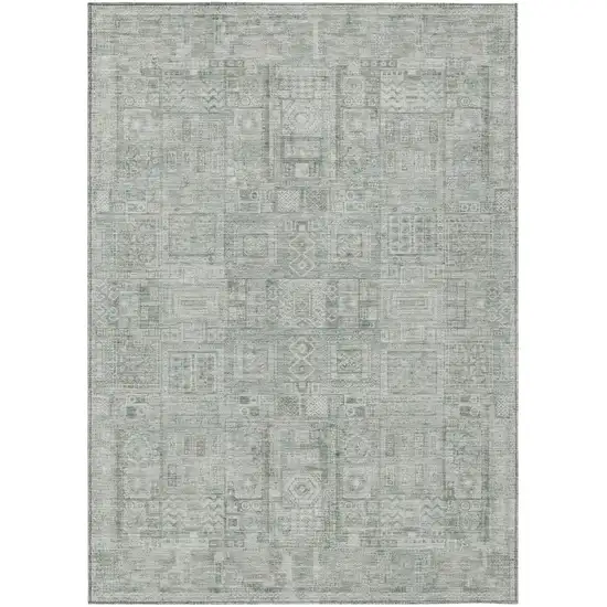 Sage And Green Oriental Washable Indoor Outdoor Area Rug Photo 2
