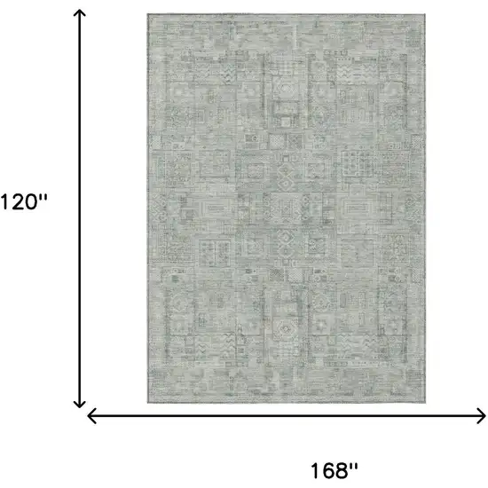 Sage And Green Oriental Washable Indoor Outdoor Area Rug Photo 5