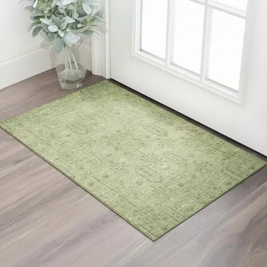 Sage And Green Southwestern Washable Area Rug With UV Protection Photo 1