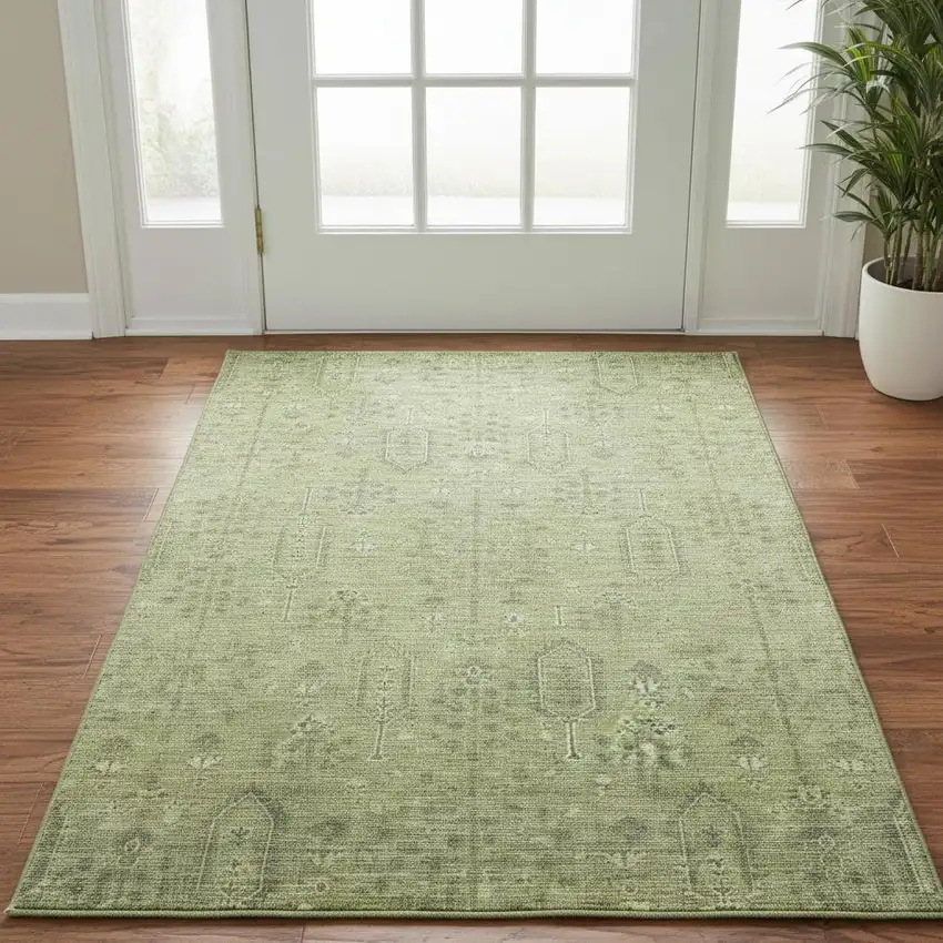 Sage And Green Southwestern Washable Area Rug With UV Protection Photo 2