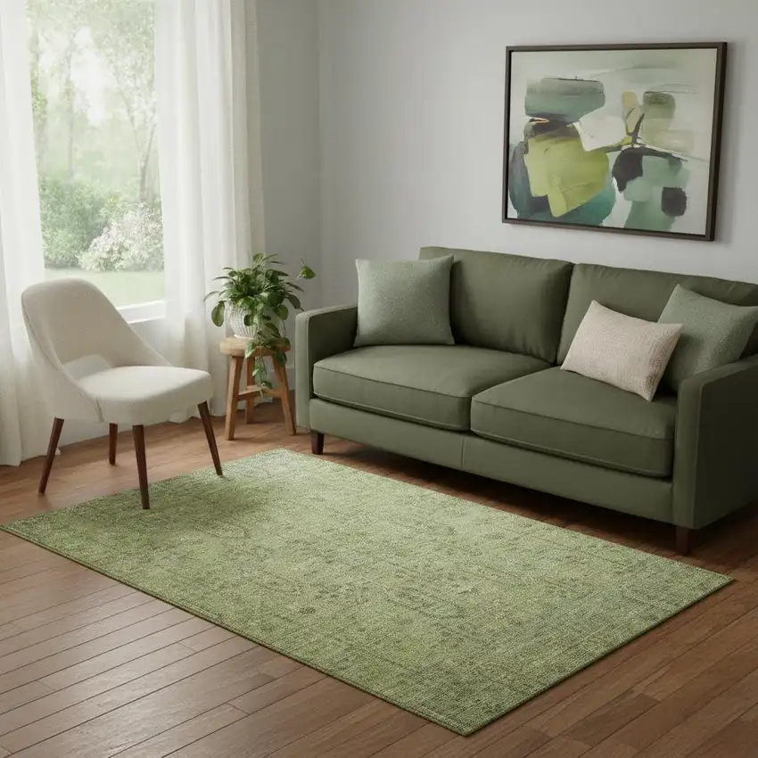 Sage And Green Southwestern Washable Area Rug With UV Protection Photo 1