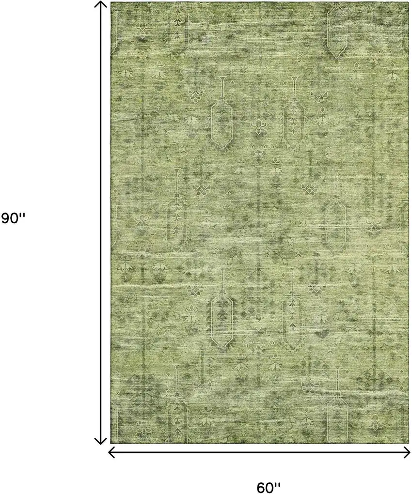Sage And Green Southwestern Washable Area Rug With UV Protection Photo 3