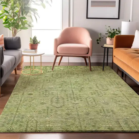 Sage And Green Southwestern Washable Area Rug With UV Protection Photo 6