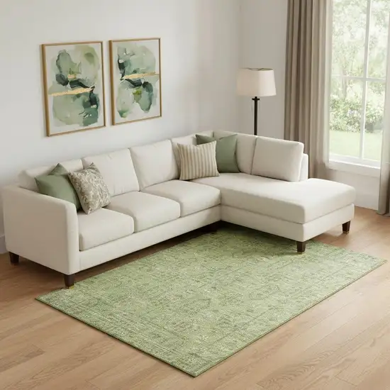 Sage And Green Southwestern Washable Area Rug With UV Protection Photo 1