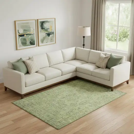 Sage And Green Southwestern Washable Area Rug With UV Protection Photo 1