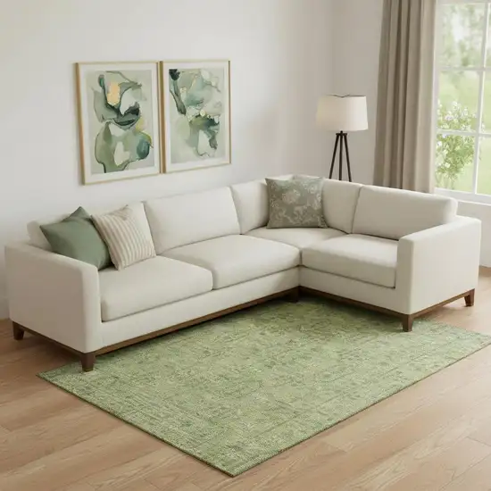 Sage And Green Southwestern Washable Area Rug With UV Protection Photo 1