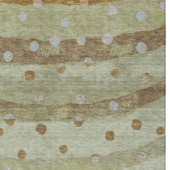 Sage And Green Striped Washable Indoor Outdoor Area Rug Photo 5