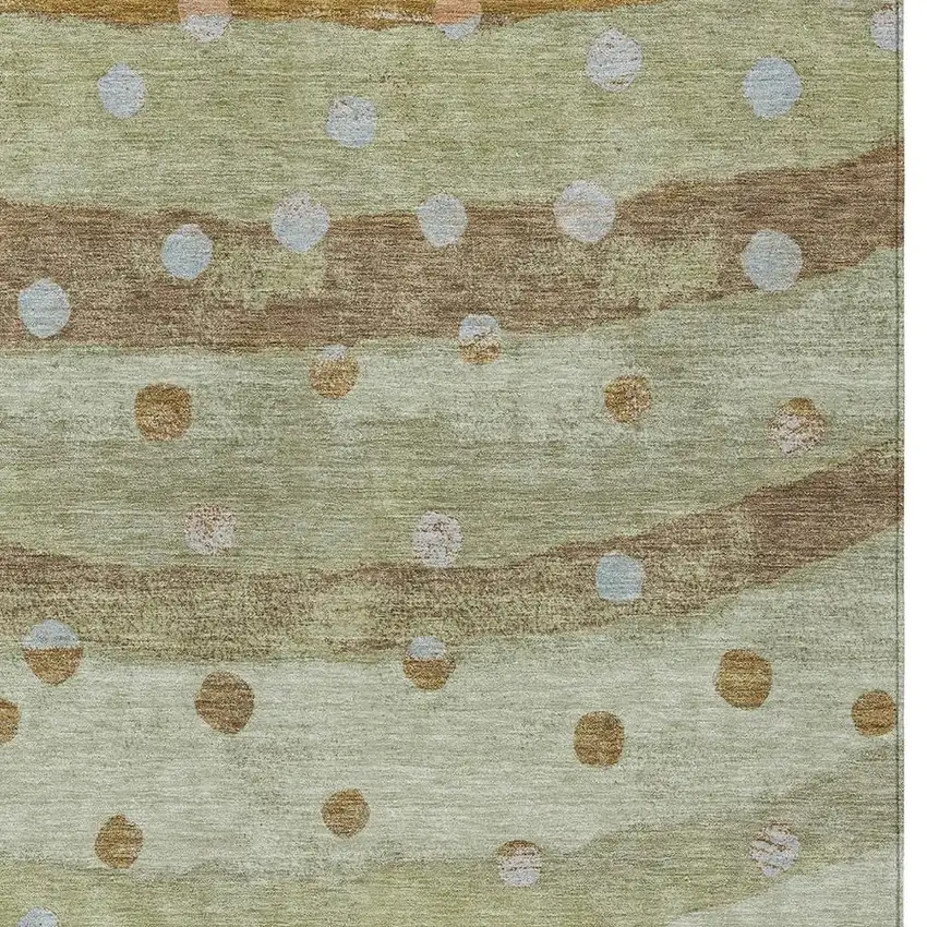 Sage And Green Striped Washable Indoor Outdoor Area Rug Photo 5