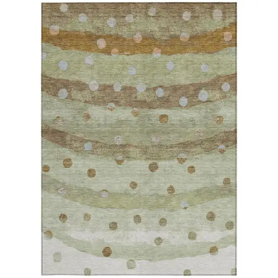 Sage And Green Striped Washable Indoor Outdoor Area Rug Photo 4